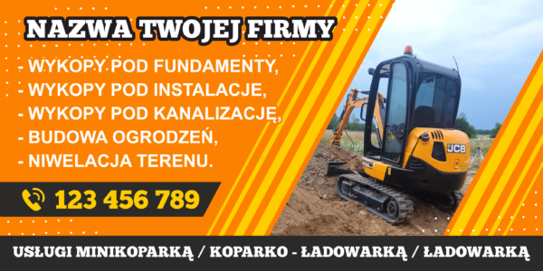 BANER REKLAMOWY - KOPARKA - ŁADOWARKA - 200X100 CM
