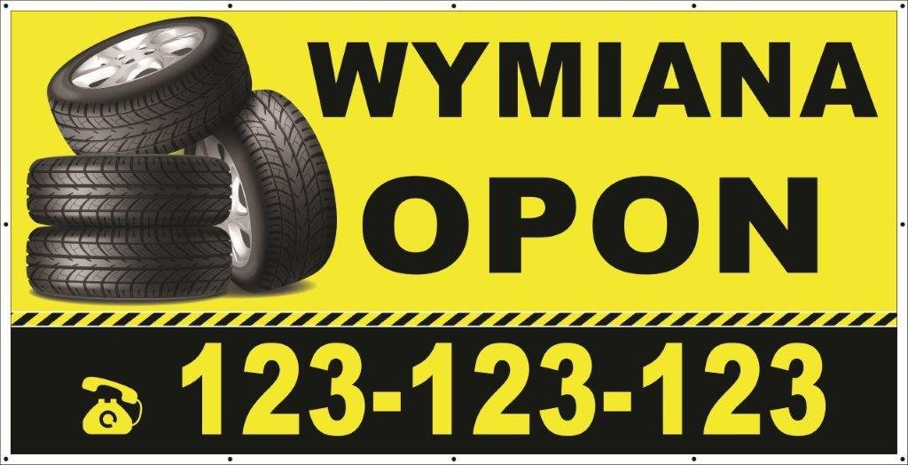 Baner Reklamowy 2 x 1 m - Wymiana Opon- Baner Premium - Mocny !
