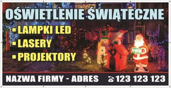 Baner Reklamowy 2 x 1 m - Ozdoby świąteczne - Baner Premium - Mocny - Niezrównana Trwałość oraz Jakość !