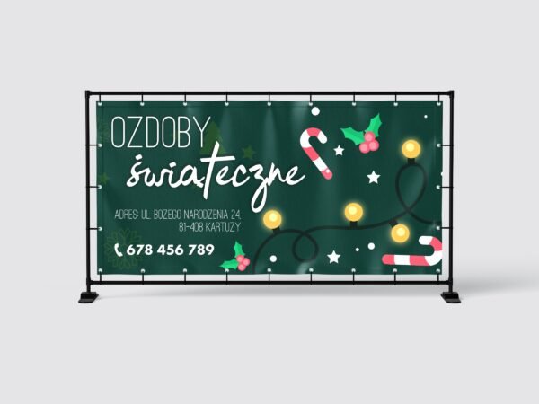 BANER REKLAMOWY - OZDOBY ŚWIĄTECZNE - 200X100 CM