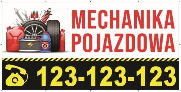 Baner Reklamowy 2 x 1 m -Mechanika Pojazdowa- Baner Premium - Mocny !