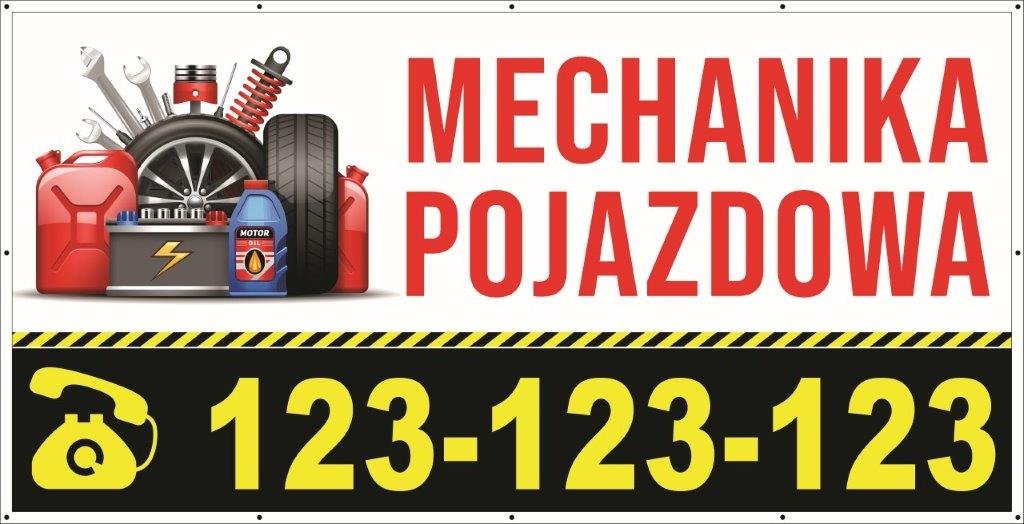 Baner Reklamowy 2 x 1 m -Mechanika Pojazdowa- Baner Premium - Mocny !