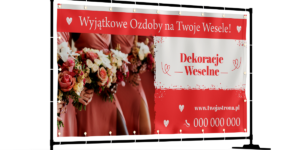 BANER PREMIUM - OZDOBY WESELE - 200X100 CM - SUPER JAKOŚĆ