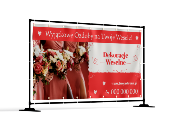 BANER PREMIUM - OZDOBY WESELE - 200X100 CM - SUPER JAKOŚĆ