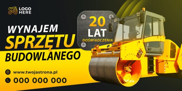 BANER PREMIUM - WYNAJEM SPRZĘTU BUDOWLANEGO - 200X100 CM