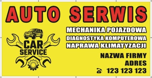 Baner Reklamowy 2 x 1 m - Auto Serwis - Baner Premium - Mocny !