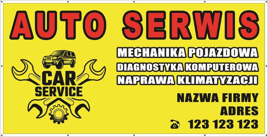Baner Reklamowy 2 x 1 m - Auto Serwis - Baner Premium - Mocny !
