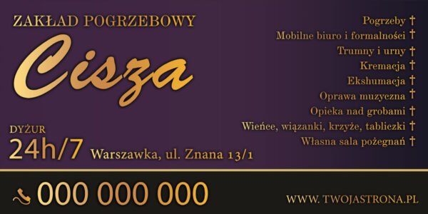 BANER PREMIUM - POGRZEBY ZAKŁAD POGRZEBOWY - 200X100 CM - SUPER JAKOŚĆ!