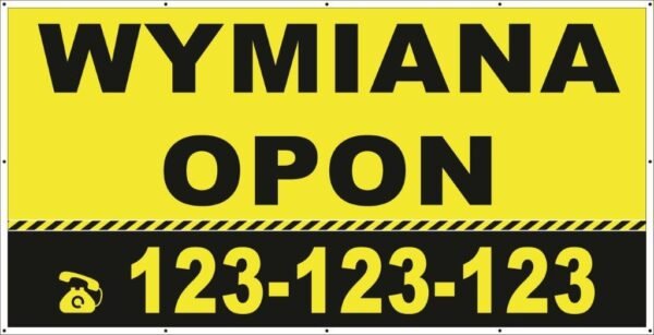 Baner Reklamowy 2 x 1 m - Wymiana Opon- Baner Premium - Mocny !