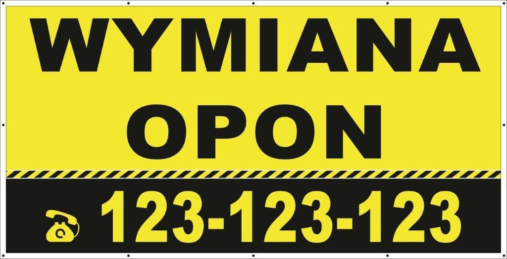 Baner Reklamowy 2 x 1 m - Wymiana Opon- Baner Premium - Mocny !