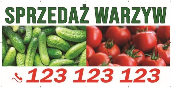 Baner Reklamowy 2 x 1 m - Sprzedaż Warzyw - Baner Premium - Mocny !