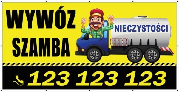 Baner Reklamowy 2 x 1 m - Wywóz Nieczystości - Baner Premium - Mocny !