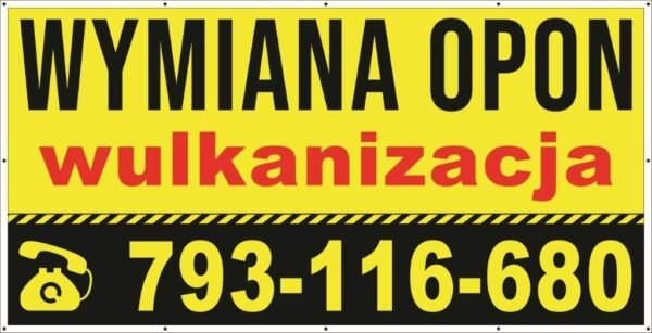 Baner Reklamowy 2 x 1 m - Wymiana Opon- Baner Premium - Mocny !