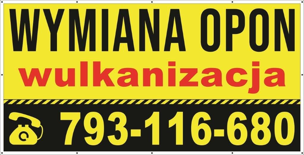 Baner Reklamowy 2 x 1 m - Wymiana Opon- Baner Premium - Mocny !
