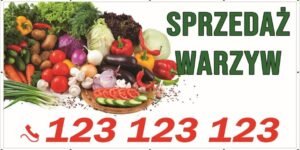 Baner Reklamowy 2 x 1 m - Sprzedaż Warzyw - Baner Premium - Mocny !