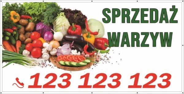 Baner Reklamowy 2 x 1 m - Sprzedaż Warzyw - Baner Premium - Mocny !