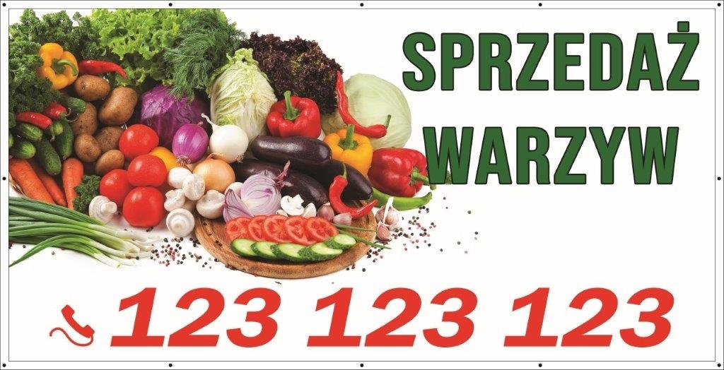 Baner Reklamowy 2 x 1 m - Sprzedaż Warzyw - Baner Premium - Mocny !