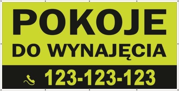 Baner Reklamowy 2 x 1 m -Pokoje do wynajęcia- Baner Premium - Mocny !