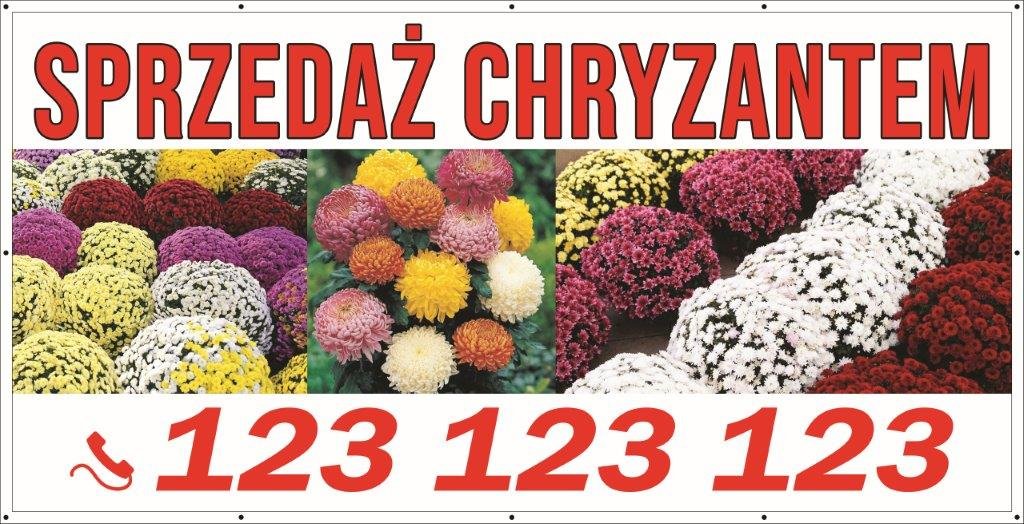 Baner Reklamowy 2 x 1 m -Chryzantemy - Baner Premium - Mocny !