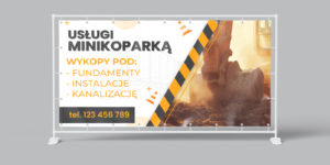BANER REKLAMOWY - USŁUGI MINIKOPARKĄ - 200X100 CM