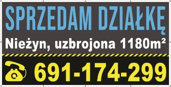 Baner Reklamowy 2 x 1 m - Sprzedam Działkę - Baner Premium - Mocny !