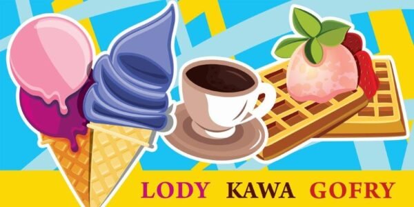 Baner Reklamowy 2 x 1 m -Lody Kawa Gofry- Baner Premium - Mocny !