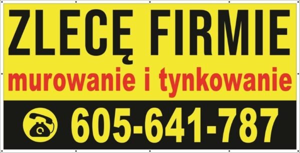 Baner Reklamowy 2 x 1 m -Zlecę firmie- Baner Premium - Mocny !