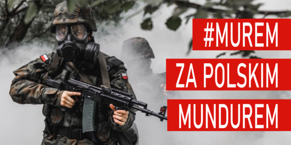 BANER PATRIOTYCZNY - MUREM ZA POLSKIM MUNDUREM HASHTAG - 200X100 CM