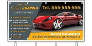 Baner Reklamowy 2 x 1 m -Mechanika Pojazdowa- Baner Premium - Mocny !