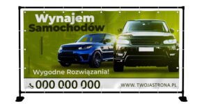 BANER PREMIUM - WYNAJEM SAMOCHODÓW - 200X100 CM - SUPER JAKOŚĆ!