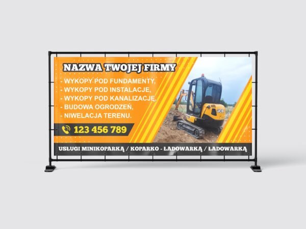 BANER REKLAMOWY - KOPARKA - ŁADOWARKA - 200X100 CM
