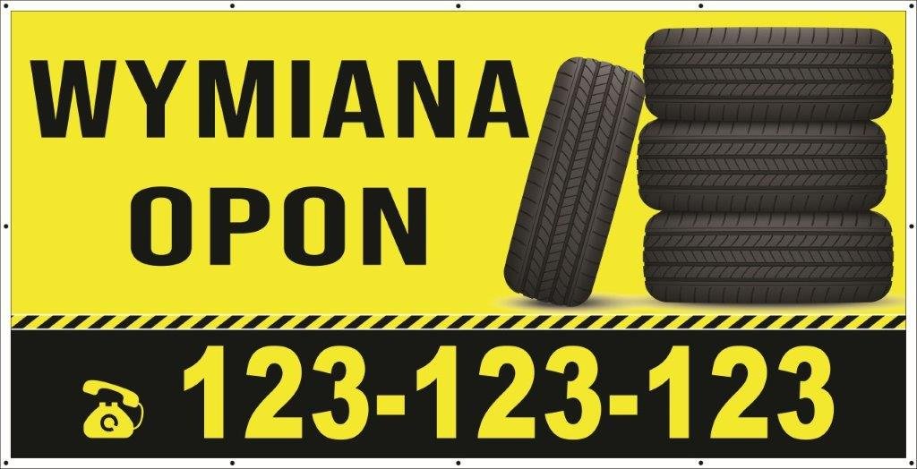 Baner Reklamowy 2 x 1 m - Wymiana Opon- Baner Premium - Mocny !