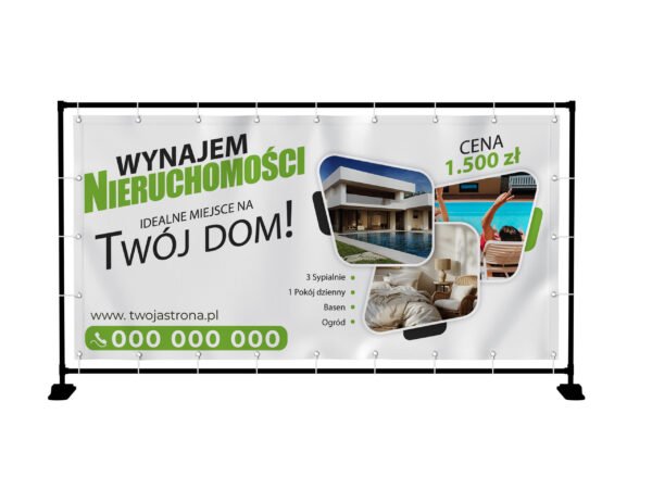 BANER PREMIUM - WYNAJEM NIERUCHOMOŚCI - 200X100 CM - SUPER JAKOŚĆ!