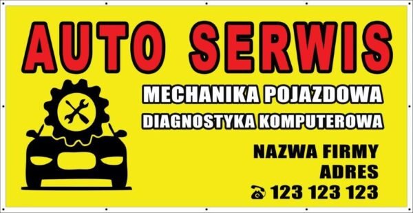 Baner Reklamowy 2 x 1 m -Mechanika Pojazdowa- Baner Premium - Mocny !