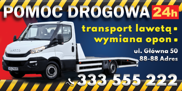 Baner Reklamowy 2 x 1 m - Pomoc Drogowa - Baner Premium - Mocny !