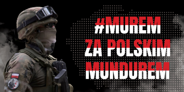 BANER PATRIOTYCZNY - MUREM ZA POLSKIM MUNDUREM - 200X100 CM - SUPER JAKOŚĆ!