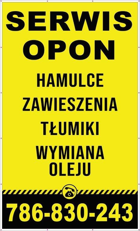 Baner Reklamowy 2 x 1 m - Wymiana Opon- Baner Premium - Mocny !