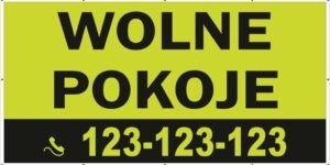 Baner Reklamowy 2 x 1 m -Pokoje do wynajęcia- Baner Premium - Mocny !