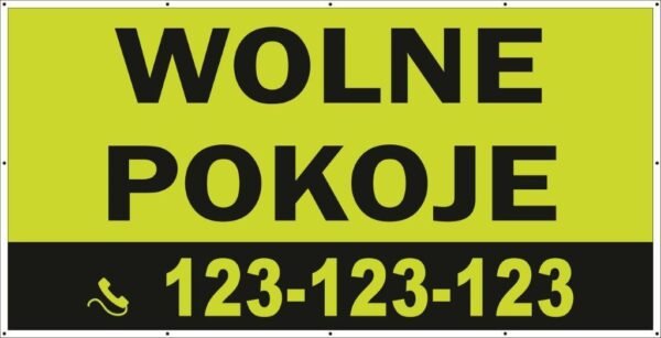 Baner Reklamowy 2 x 1 m -Pokoje do wynajęcia- Baner Premium - Mocny !