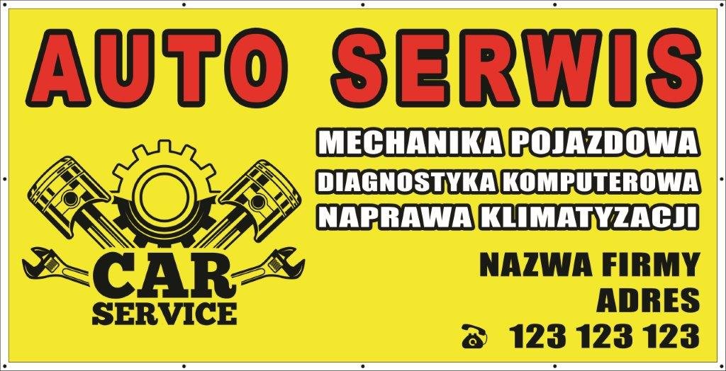 Baner Reklamowy 2 x 1 m - Auto Serwis - Baner Premium - Mocny !