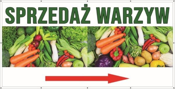 Baner Reklamowy 2 x 1 m - Sprzedaż Warzyw - Baner Premium - Mocny !