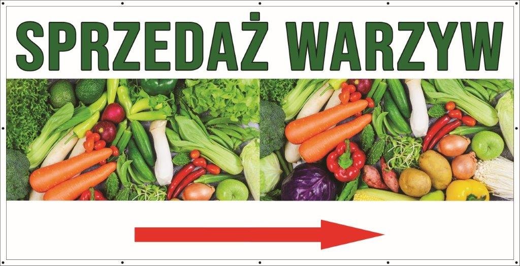 Baner Reklamowy 2 x 1 m - Sprzedaż Warzyw - Baner Premium - Mocny !