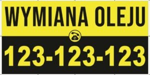Baner Reklamowy 2 x 1 m - Wymiana Oleju Samochodowego - Baner Premium - Mocny !