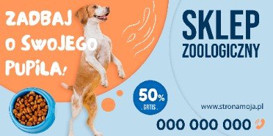 BANER PREMIUM - SKLEP ZOOLOGICZNY - 200X100 CM - SUPER JAKOŚĆ!
