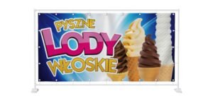 BANER REKLAMOWY PYSZNE LODY WŁOSKIE 200X100 CM SUPER JAKOŚĆ!