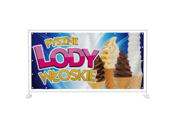 BANER REKLAMOWY PYSZNE LODY WŁOSKIE 200X100 CM SUPER JAKOŚĆ!