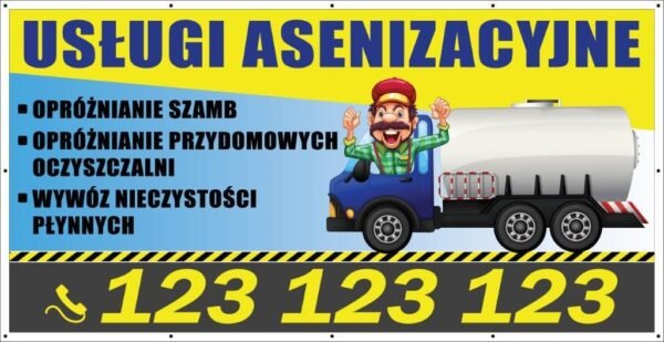 Baner Reklamowy 2 x 1 m - Wywóz Nieczystości - Baner Premium - Mocny !