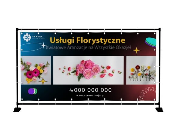 BANER PREMIUM - KWIACIARNIA USŁUGI FLORYSTYCZNE - 200X100 CM - SUPER JAKOŚĆ!