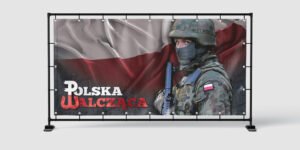 BANER PATRIOTYCZNY - POLSKA WALCZĄCA FLAGA - 200X100 CM - SUPER JAKOŚĆ!