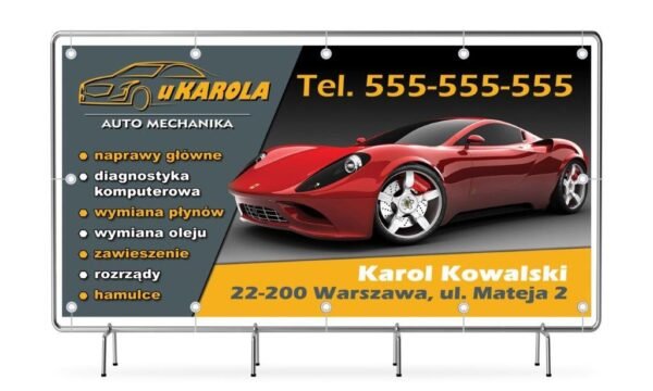 Baner Reklamowy 2 x 1 m - Auto Serwis - Baner Premium - Mocny !